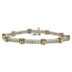 14K zweifarbiges Gold-Diamant-Tennisarmband 1,50 Karat