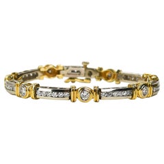 14K zweifarbiges Gold-Diamant-Tennisarmband 1,50 Karat