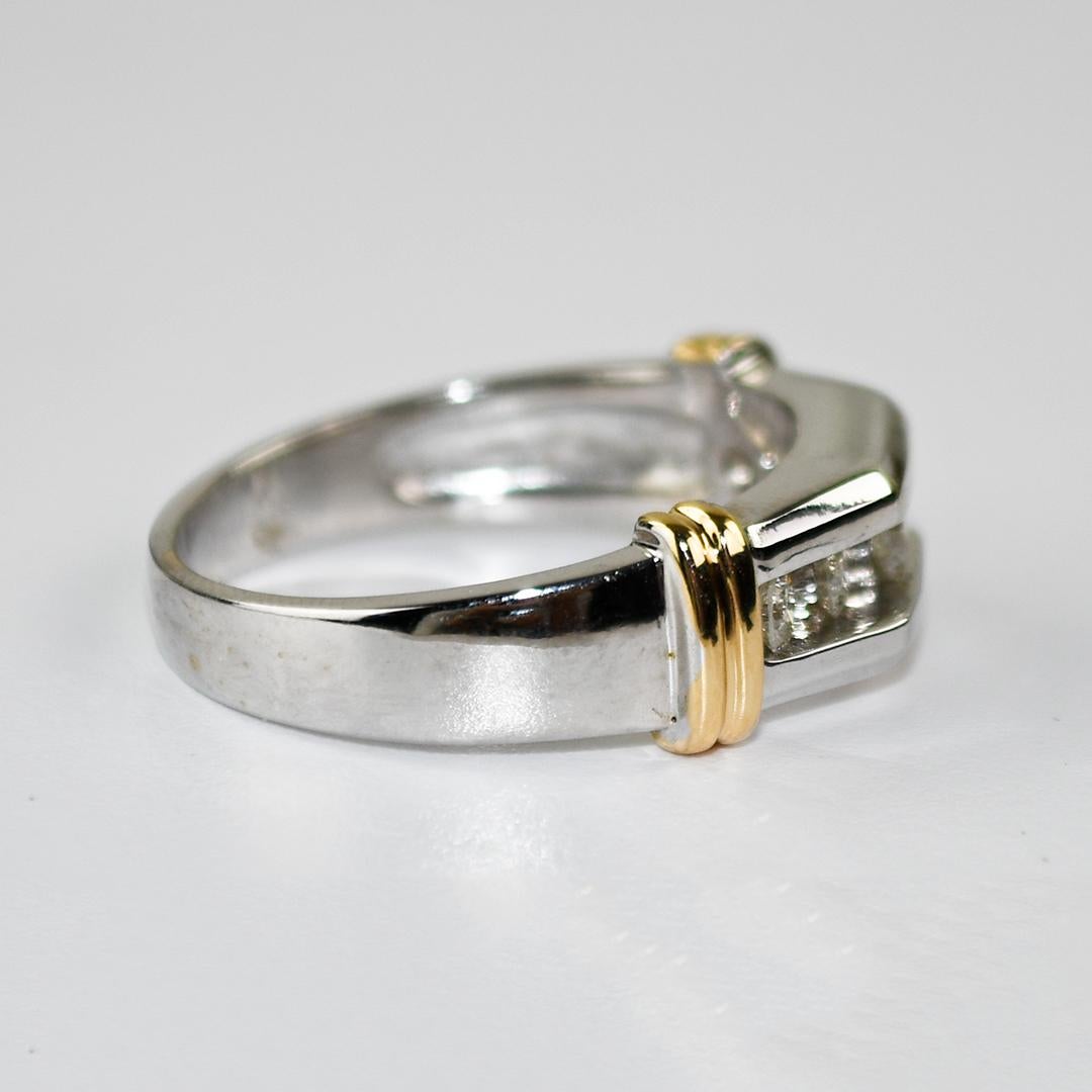 Taglio rotondo Fede nuziale in oro 14K bicolore con diamante 0,50ct in vendita