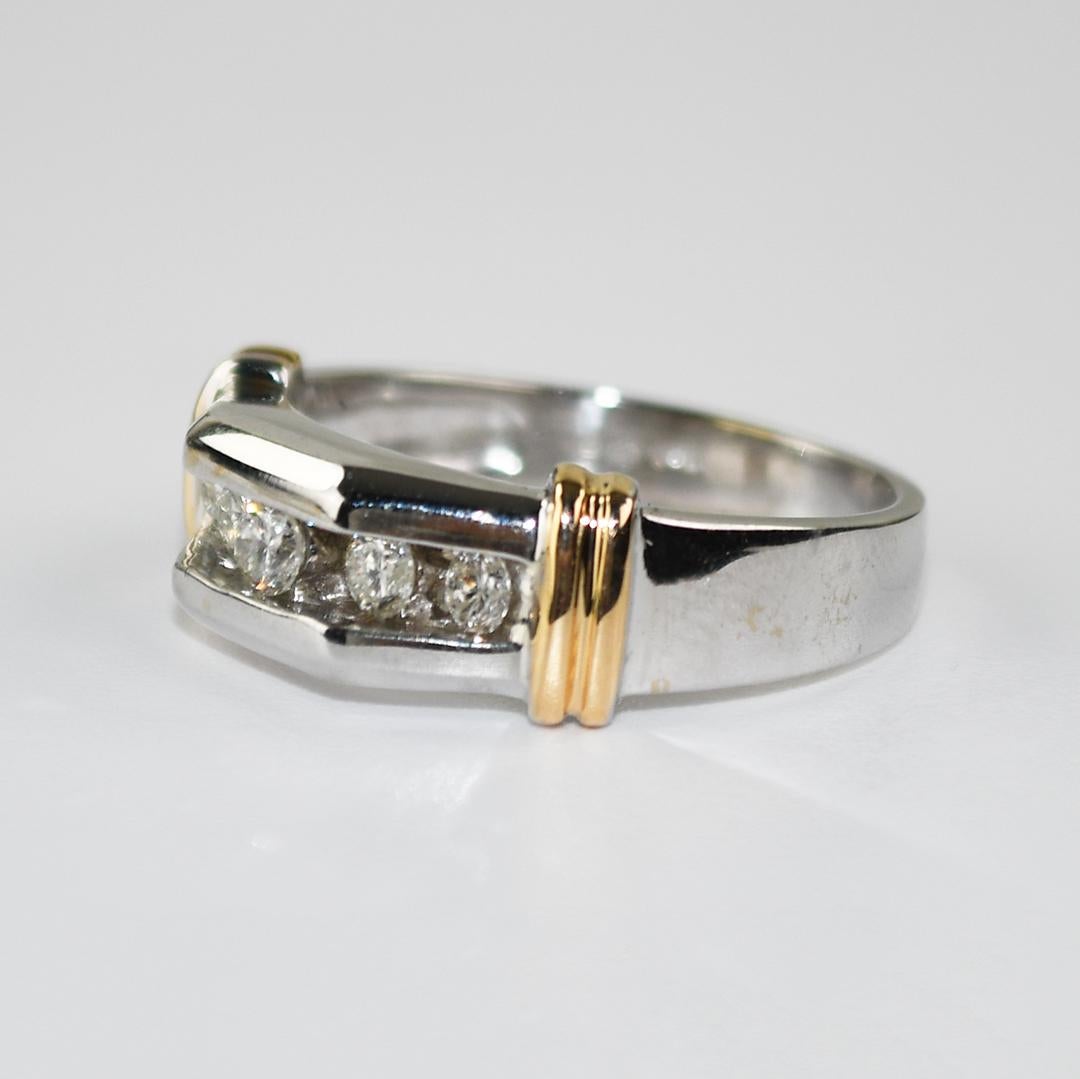 da uomo o donna Fede nuziale in oro 14K bicolore con diamante 0,50ct in vendita