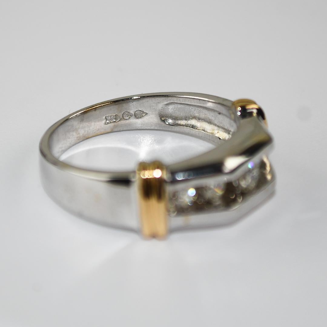 Fede nuziale in oro 14K bicolore con diamante 0,50ct in vendita 1