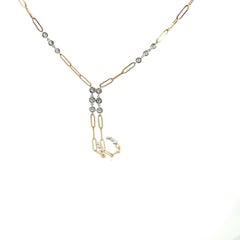 14K Two-Tone Gold Diamonds by the yard with Paper-Clip Chain/Necklace, 2CTW Diam