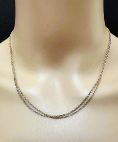 14K Two Tone Gold Double Cable Chain Necklace  17 Inches