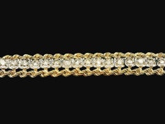 Pulsera de eslabones de doble cuerda de oro bicolor de 14k Línea central de diamantes de 2,50 ctw