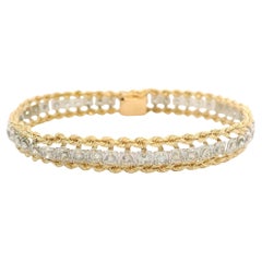 14k Two Tone Gold Dual Rope Link Bracelet 2.50ctw Diamond Center Line