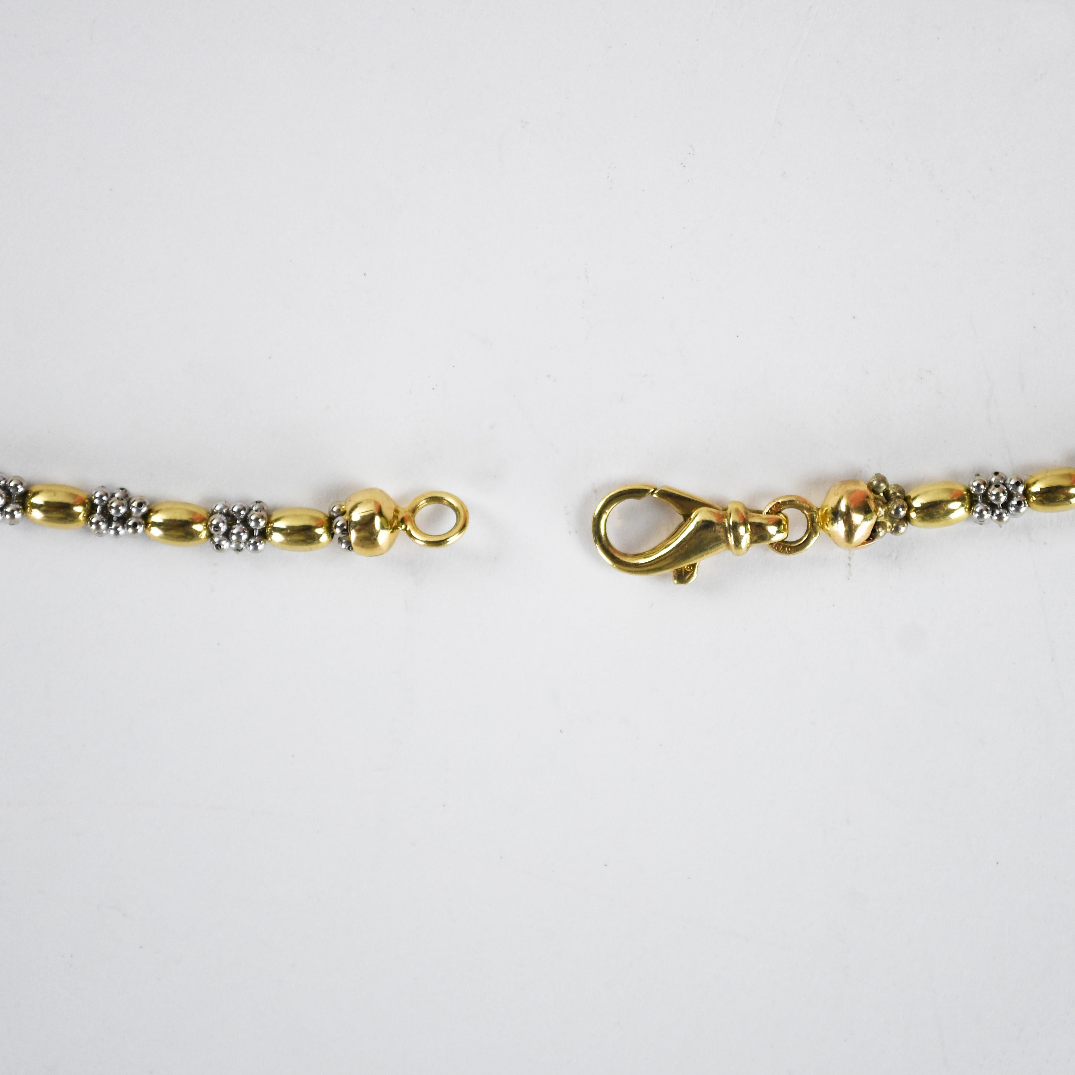 da uomo o donna Collana con perline in oro 14K bicolore 21,3g in vendita