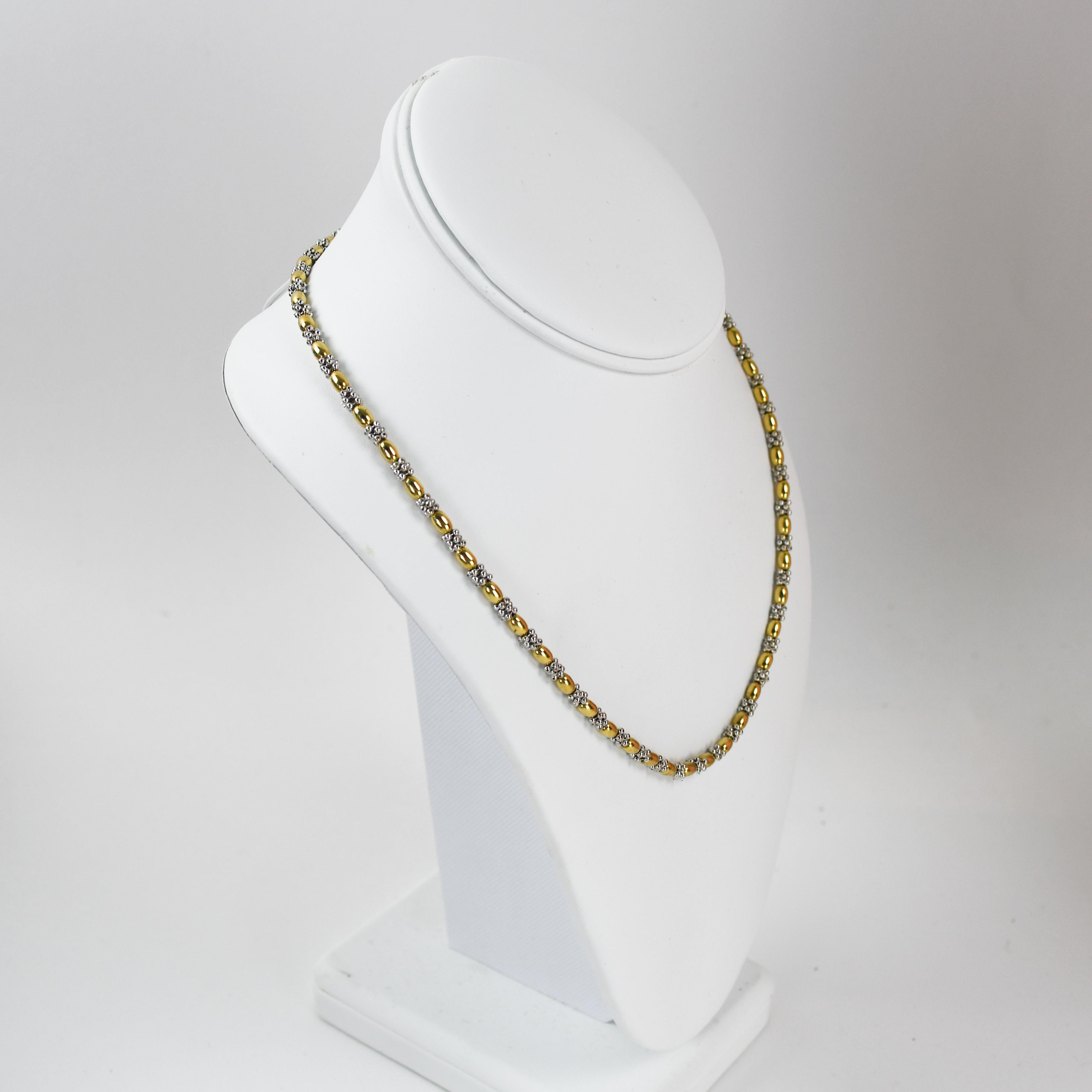 Collana con perline in oro 14K bicolore 21,3g in vendita 2