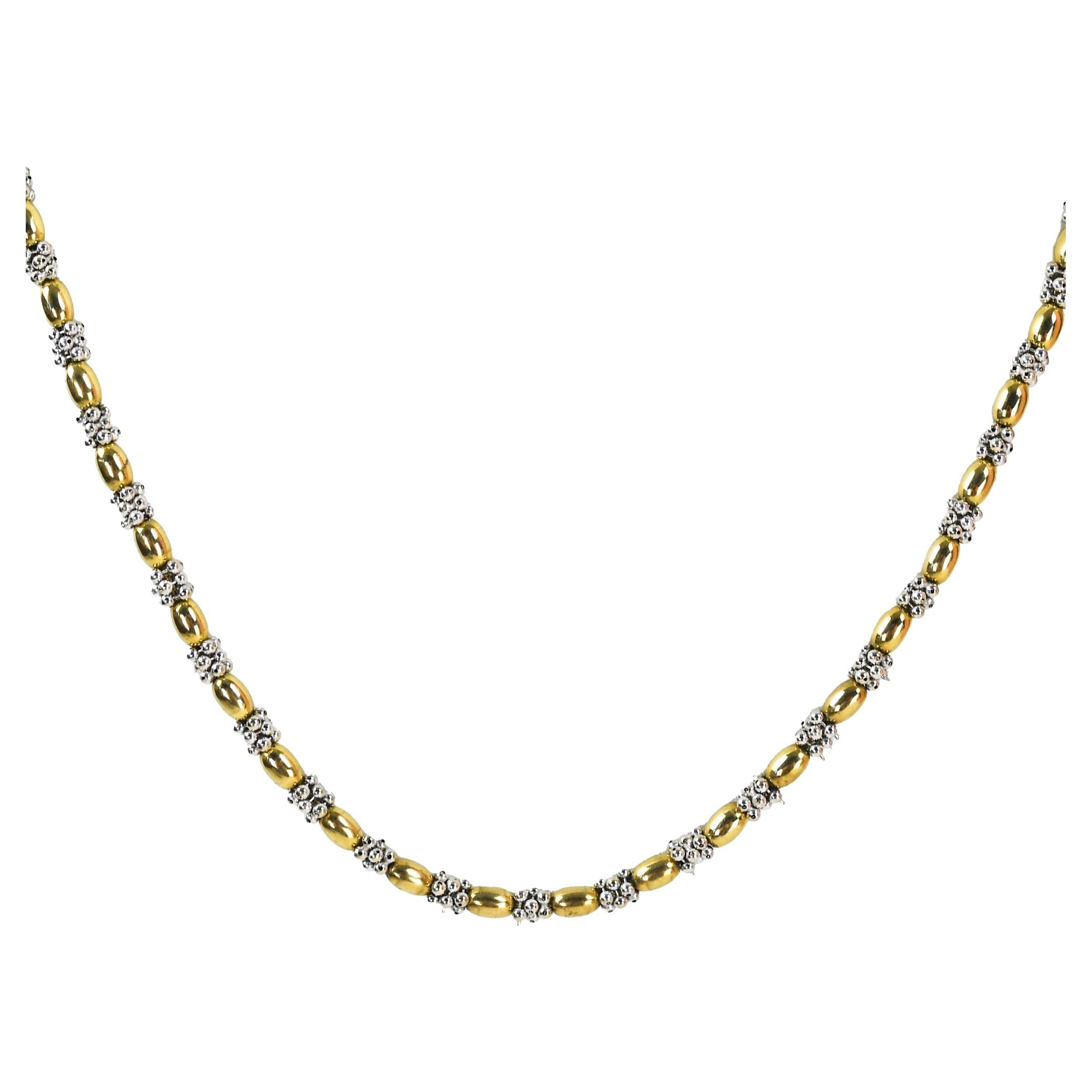 Collana con perline in oro 14K bicolore 21,3g in vendita