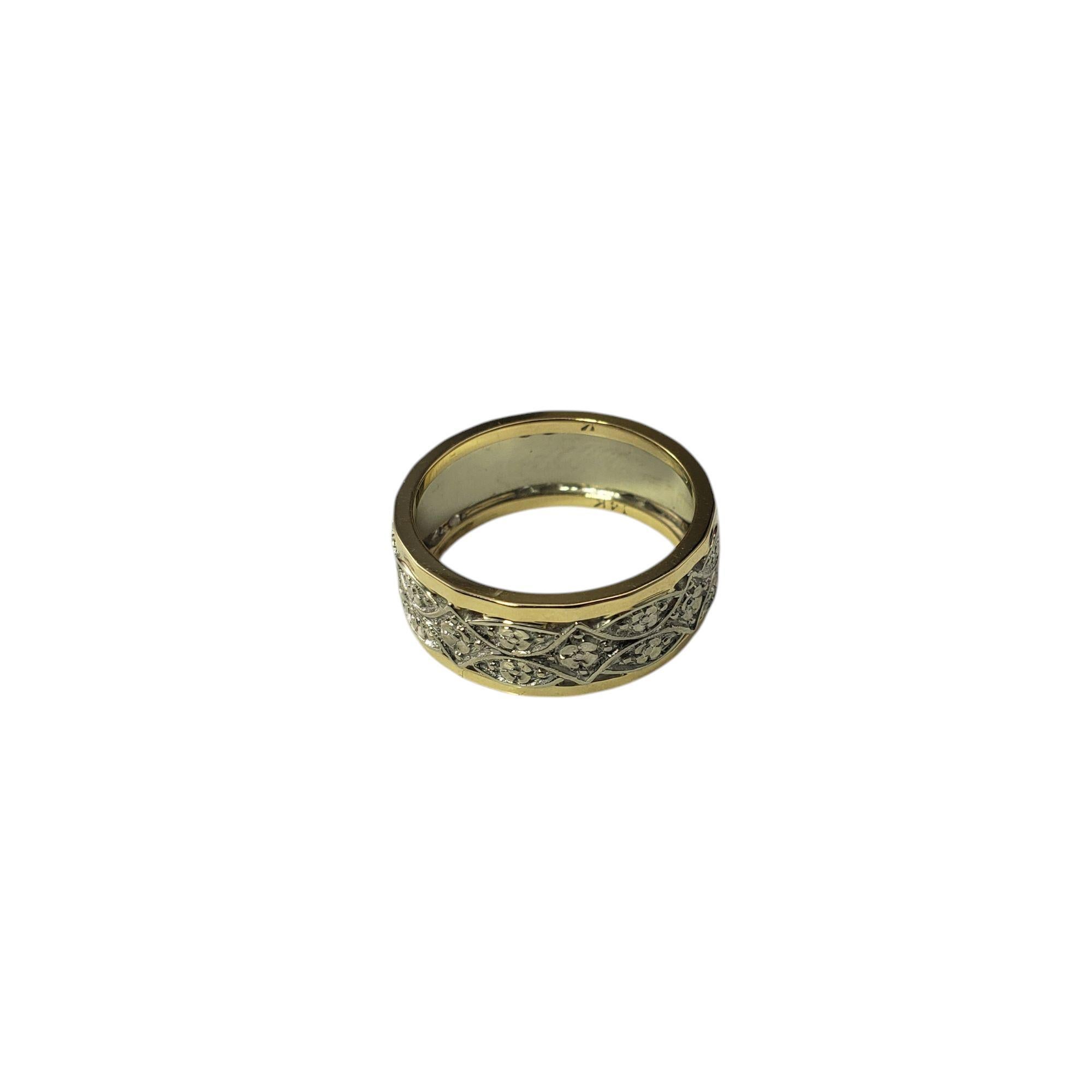Women's 14K Two-Tone Gold Floral Wide Band Ring Size 6.75 #21114 For Sale