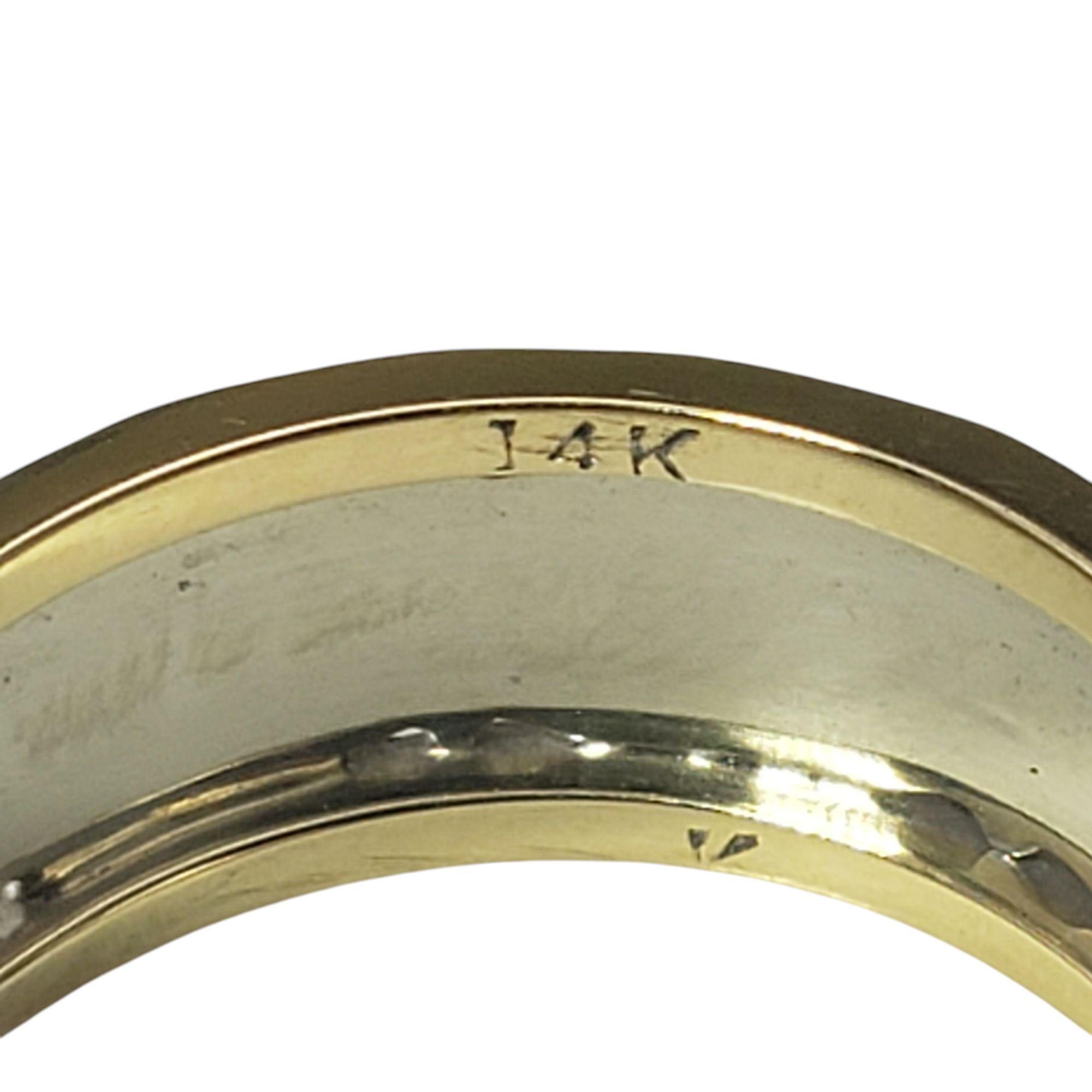 14K Two-Tone Gold Floral Wide Band Ring Size 6.75 #21114 For Sale 1