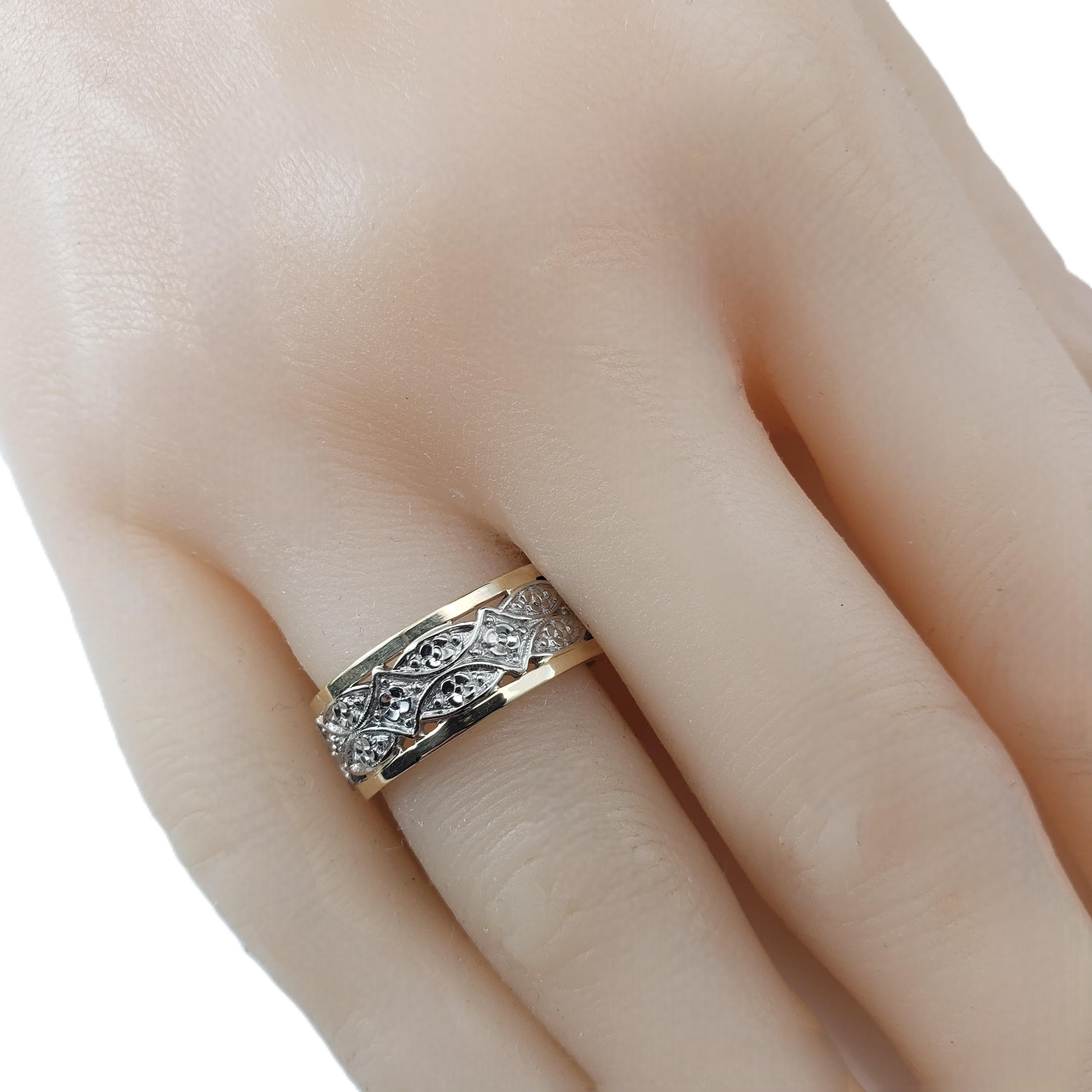 14K Two-Tone Gold Floral Wide Band Ring Size 6.75 #21114 For Sale 3