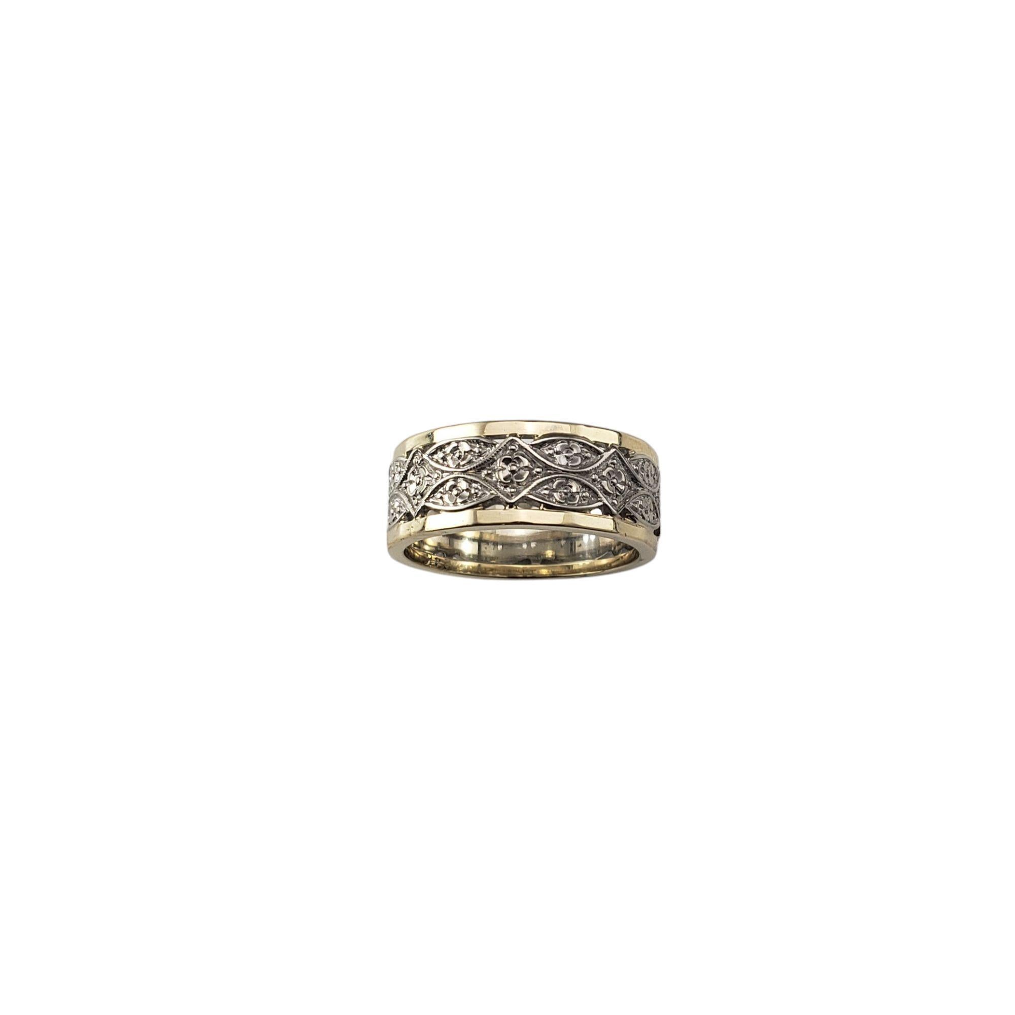 14K Two-Tone Gold Floral Wide Band Ring Size 6.75 #21114