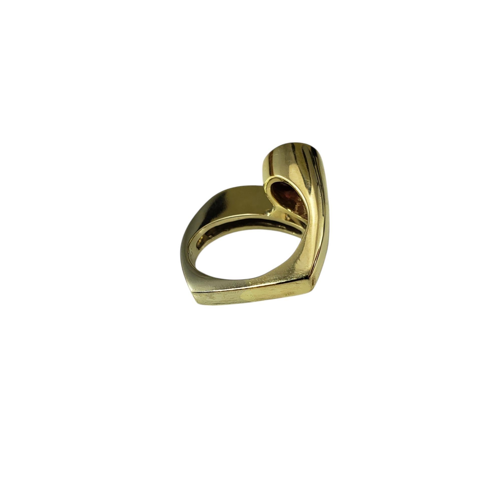 14K Two Tone Gold Garnet & Diamond Bypass Ring Size 6.5  #19748 In Good Condition For Sale In Washington Depot, CT