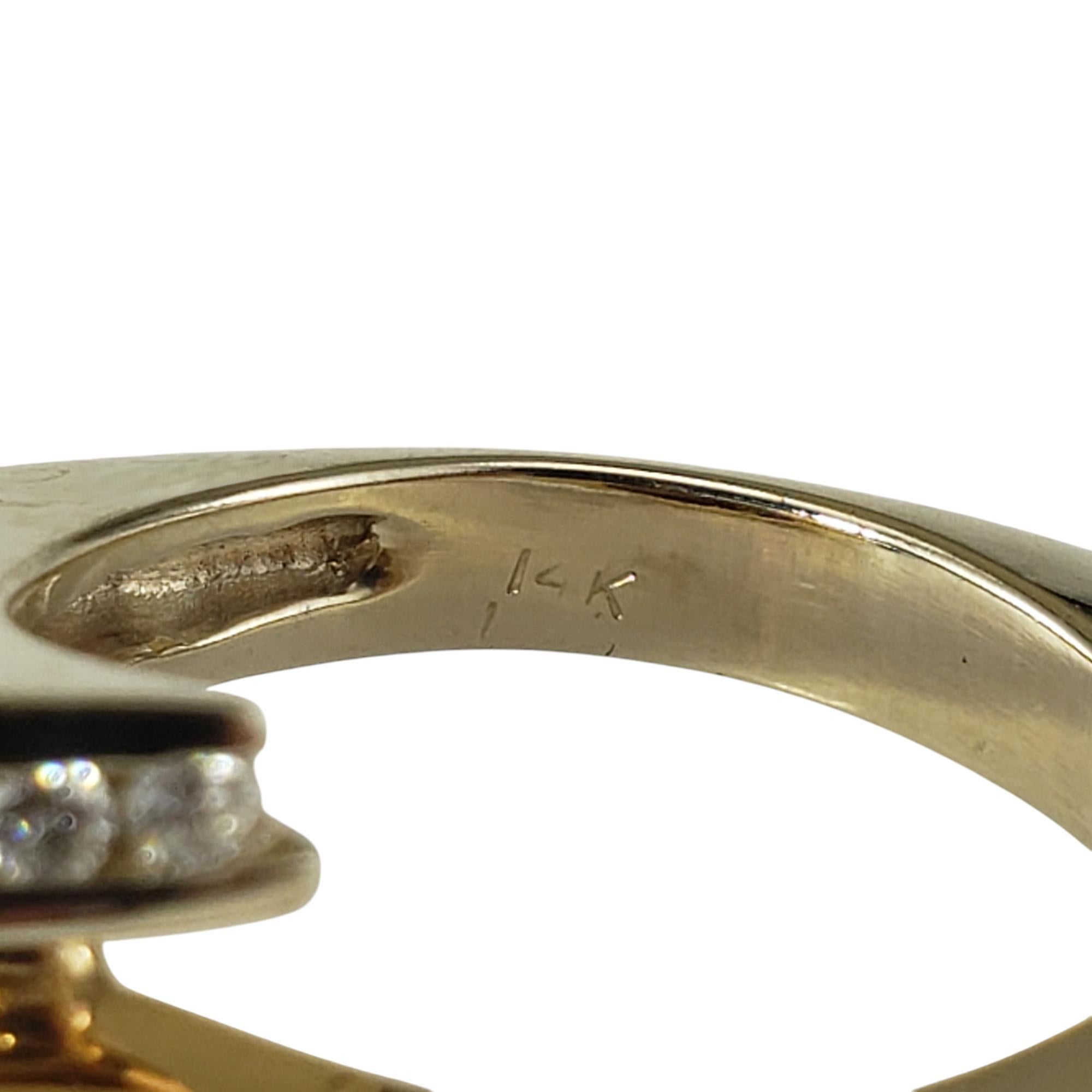 Women's 14K Two Tone Gold Garnet & Diamond Bypass Ring Size 6.5  #19748 For Sale