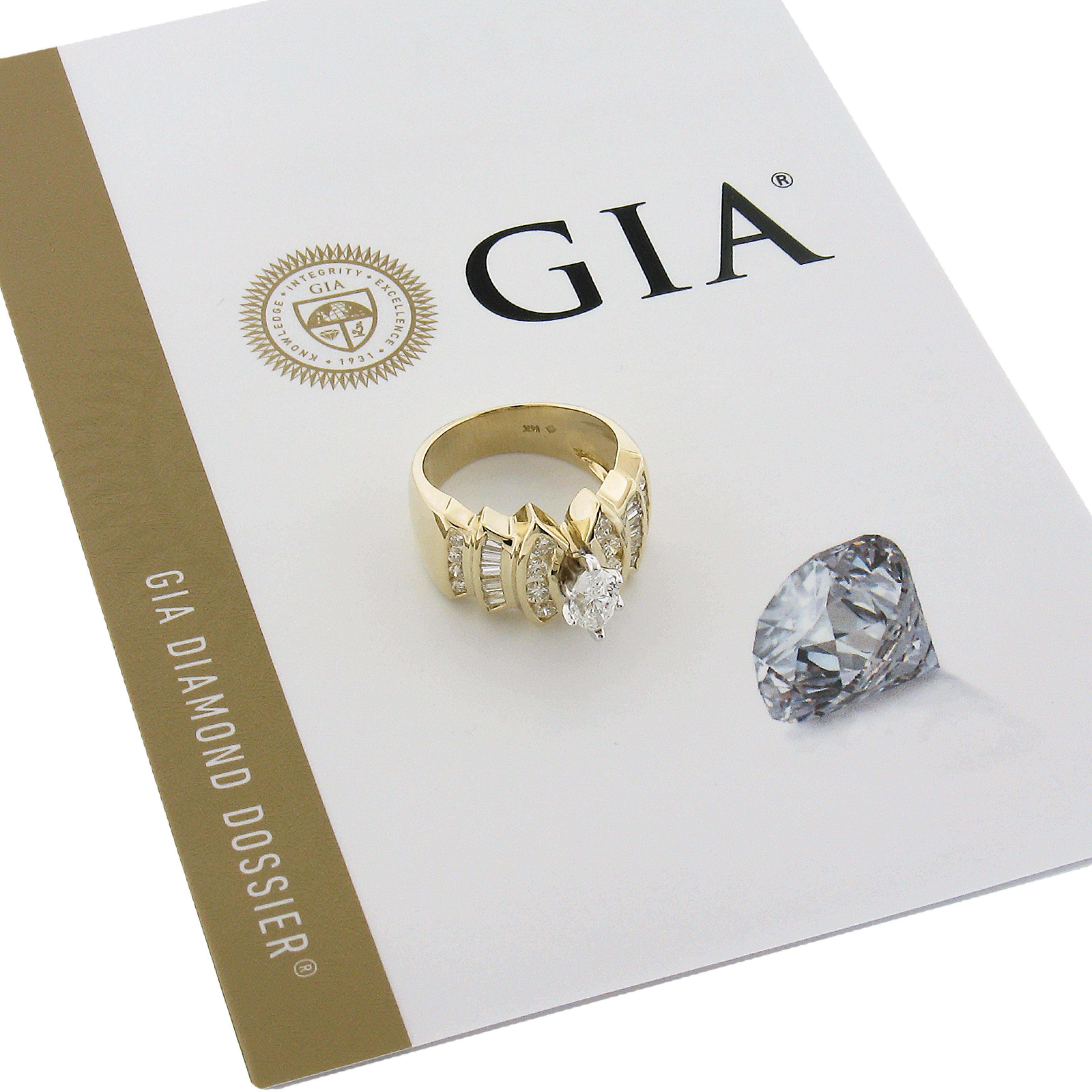 14k zweifarbiges Gold Gia 1,62 Karat Marquise Diamant Substantial Breiter Verlobungsring 5