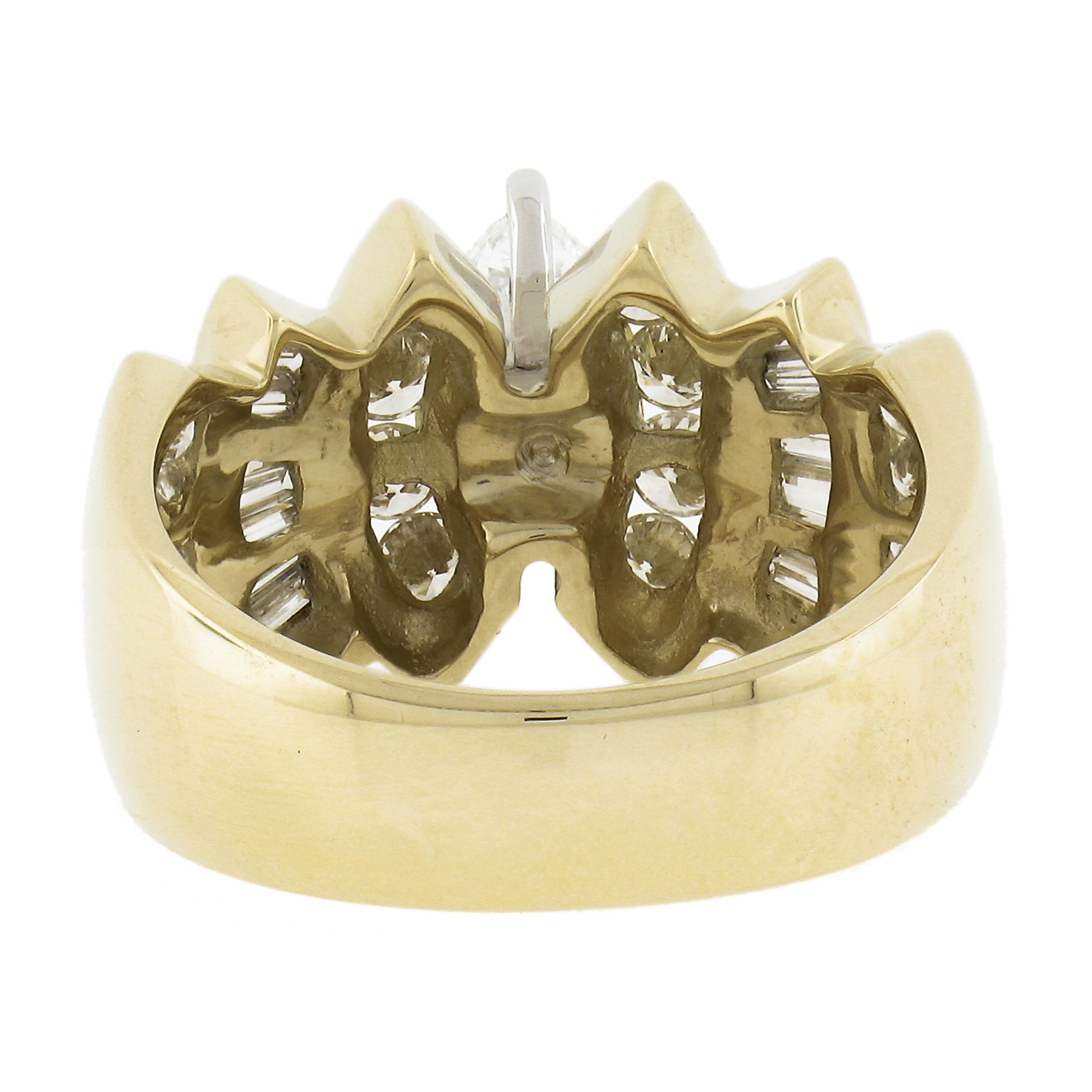 14k zweifarbiges Gold Gia 1,62 Karat Marquise Diamant Substantial Breiter Verlobungsring 2