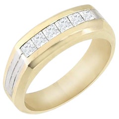 Bague en or 14 carats bicolore avec diamants pour homme 0,65 carat TCW