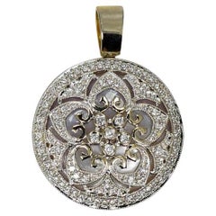 Ciondolo in oro 14K bicolore (reversibile) con diamante e madreperla 6,5 g