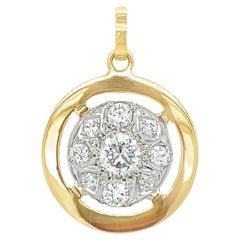 Colgante Diamante Ilusión Redondo Oro Bicolor 14K