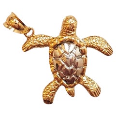14K Two Tone Gold Turtle Charm #18004