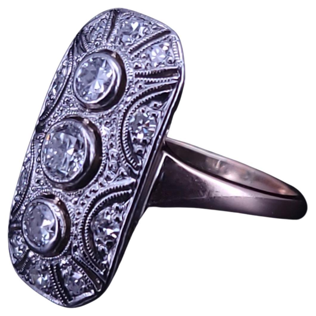 14K Two Tone Gold wiCushion Cut Natural Emerald 
Diamond Ring in 18K White Gold For Sale