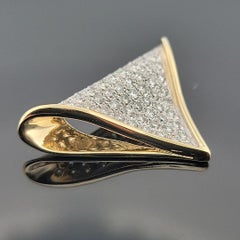 14K Two-Tone Omega Necklace 18" Reversible Italy Pave Diamond Slide 1.55ctw