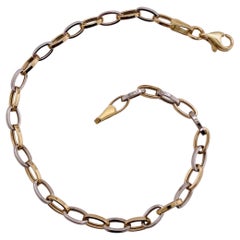 Bracciale A Link ovale bicolore 14K, 3,8 mm, 7,25 pollici, Made in Turkey