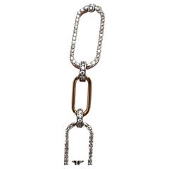 Ovales 14K zweifarbiges Papier-Clip-Armband in Form von 1,56 Karat natürlichen Diamanten