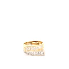 14K Two-Tone Princess Cut Diamond Bypass Ring, 1.00 CTW