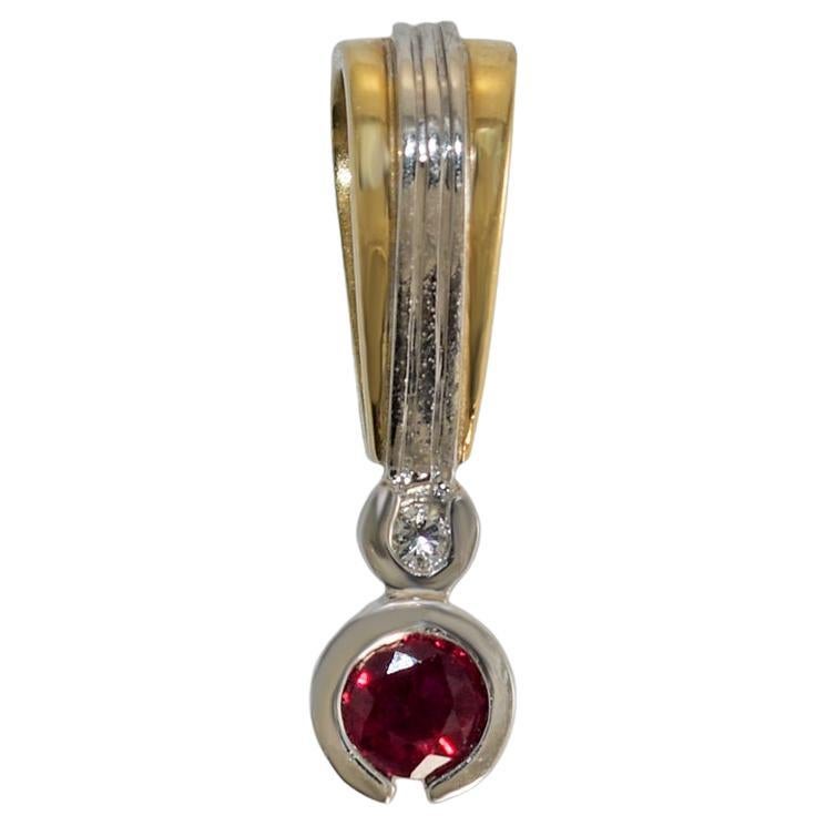 14K Two-Tone Ruby & Diamond Pendant