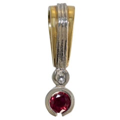 14K Two-Tone Ruby & Diamond Pendant