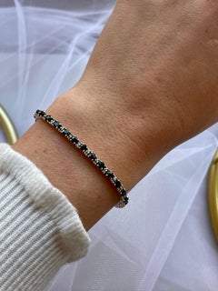 14k Two Tone Sapphire and Diamond Tennis Bracelet