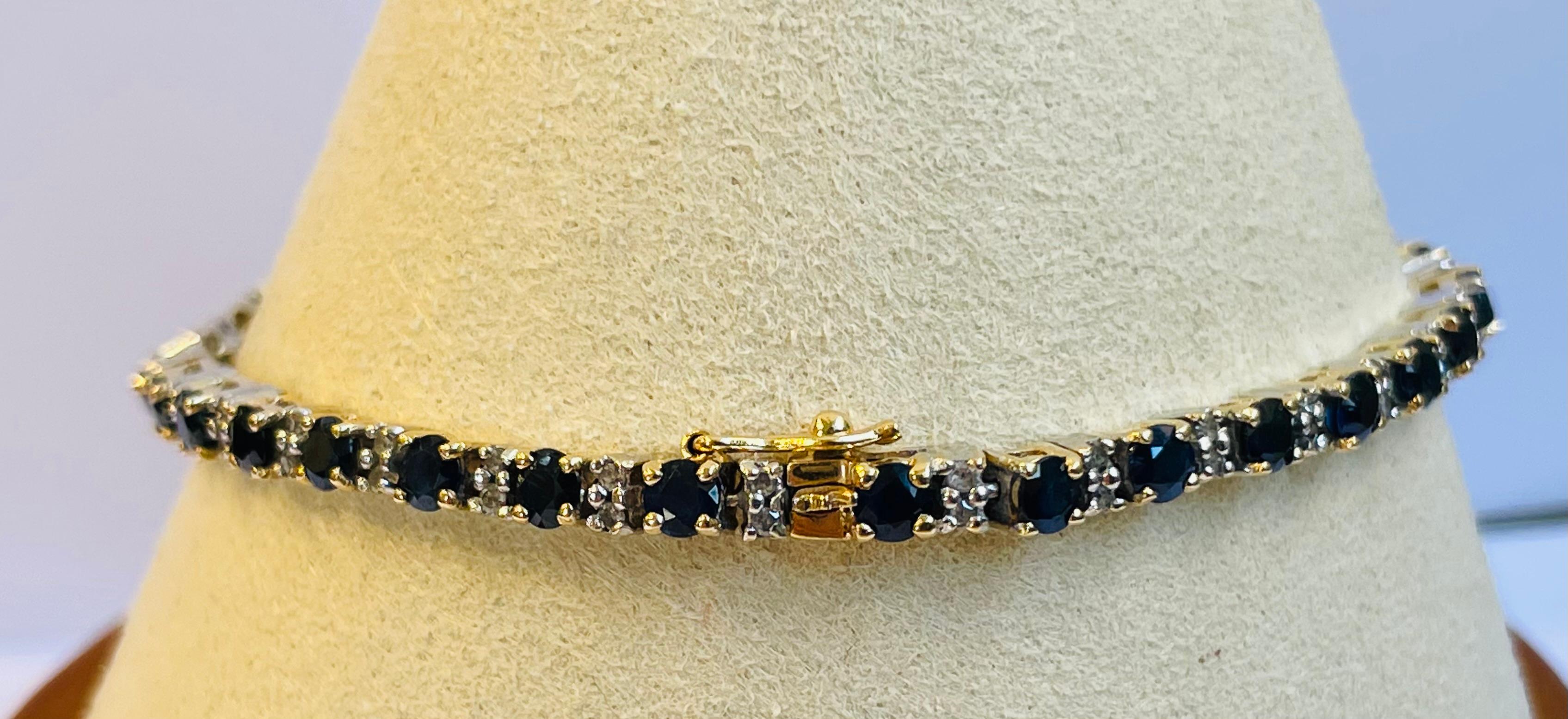 Women's 14k Two Tone Sapphire and Diamond Tennis Bracelet