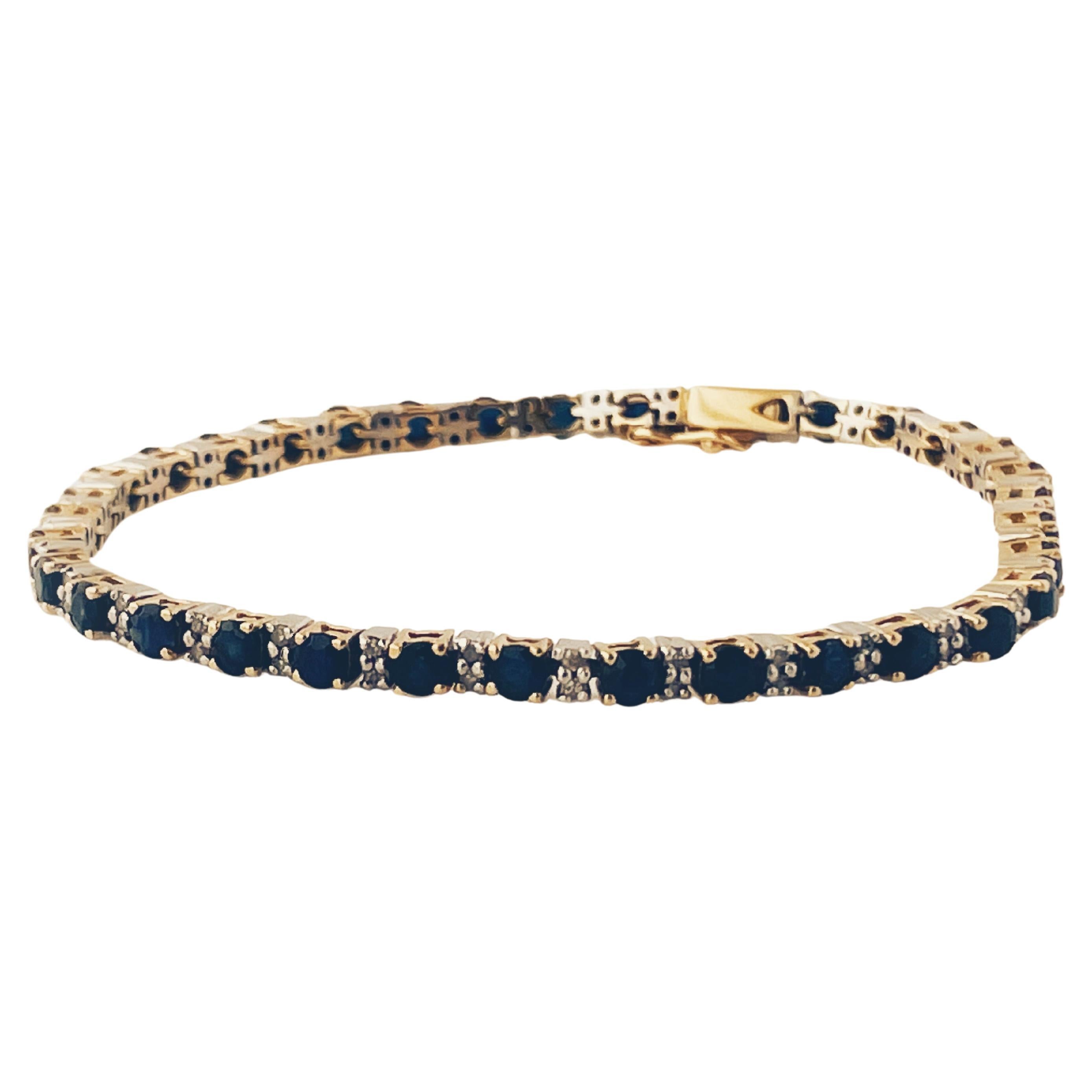 14k Two Tone Sapphire and Diamond Tennis Bracelet