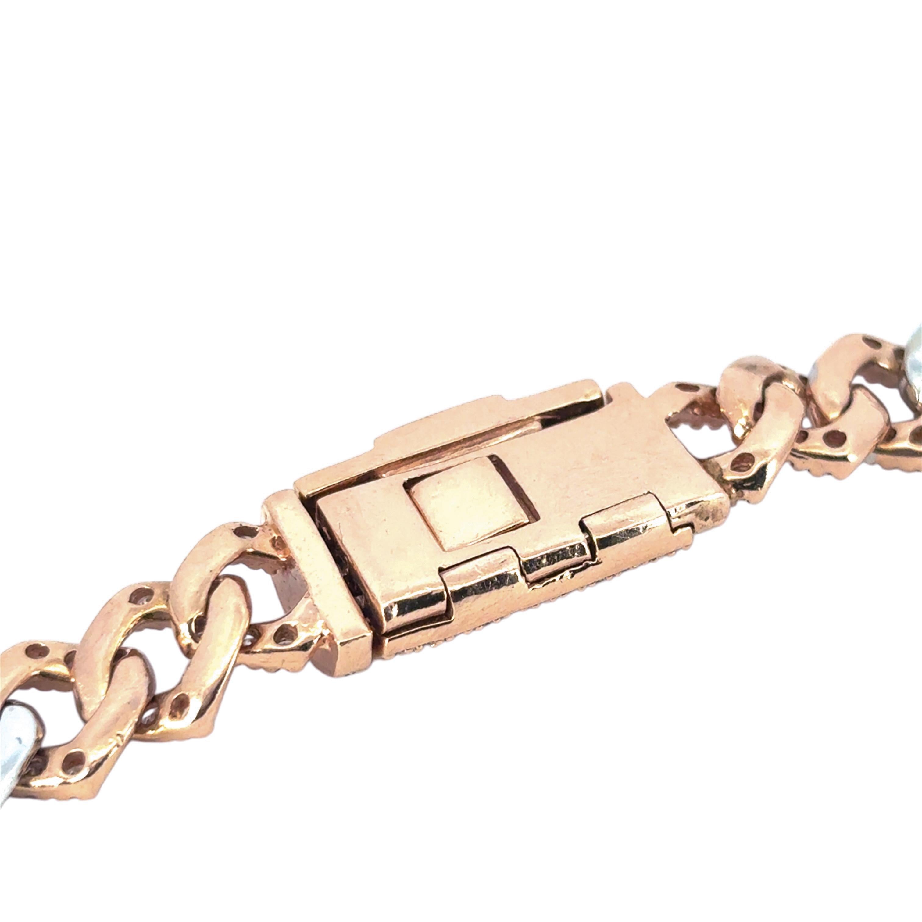 14k Two Tone White and Rose Gold 13.03ctw Diamond Pave Cuban Chain Necklace en venta 2