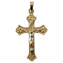 14K Two-Tone White and Yellow Gold Crucifix Pendant #17435