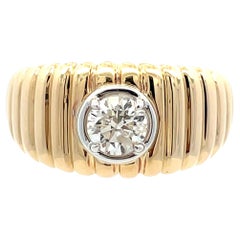 14K Two Tone Wide Diamond Band Ring