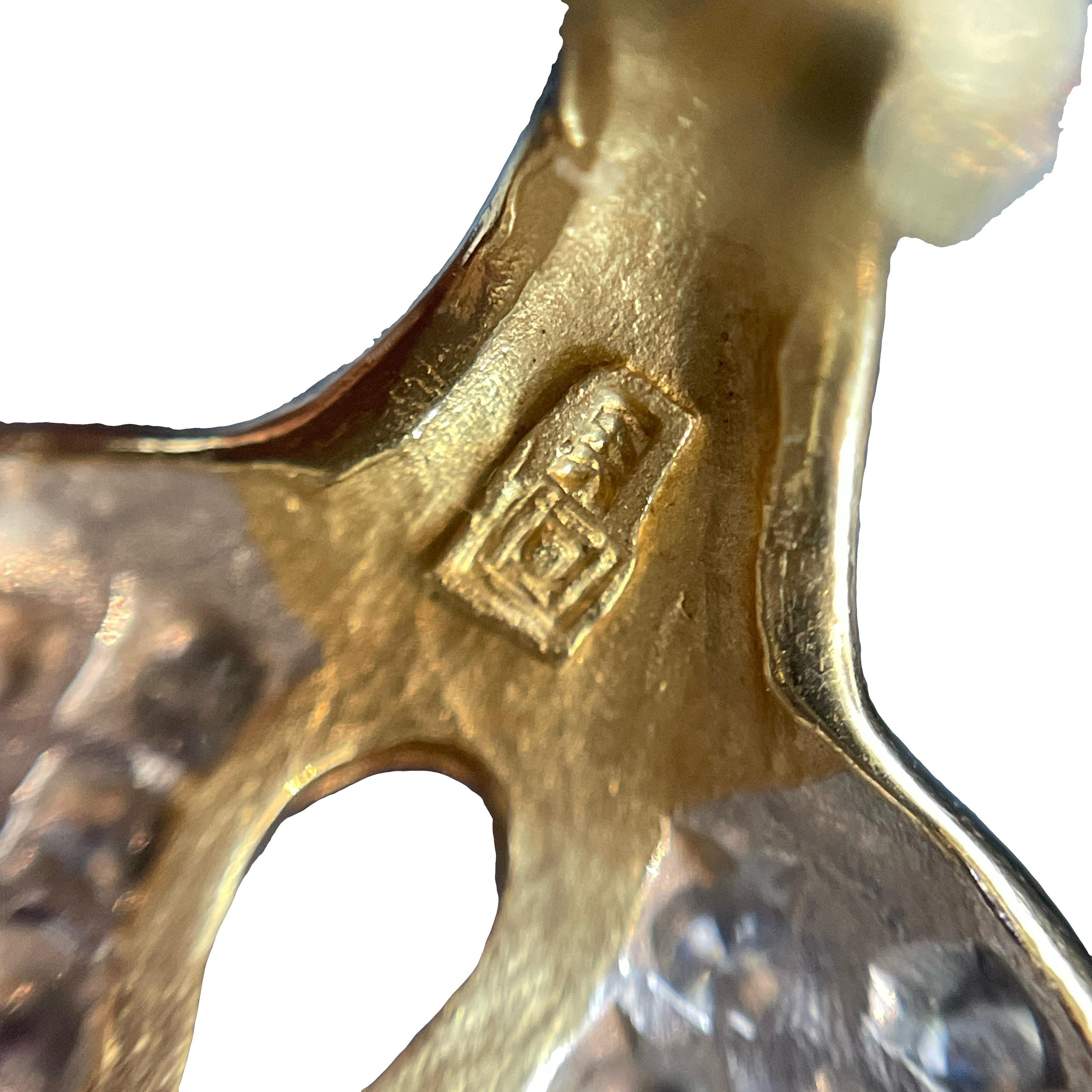 Orecchini a grappolo con diamanti in pavé con design a X in due tonalità 14 carati in vendita 1