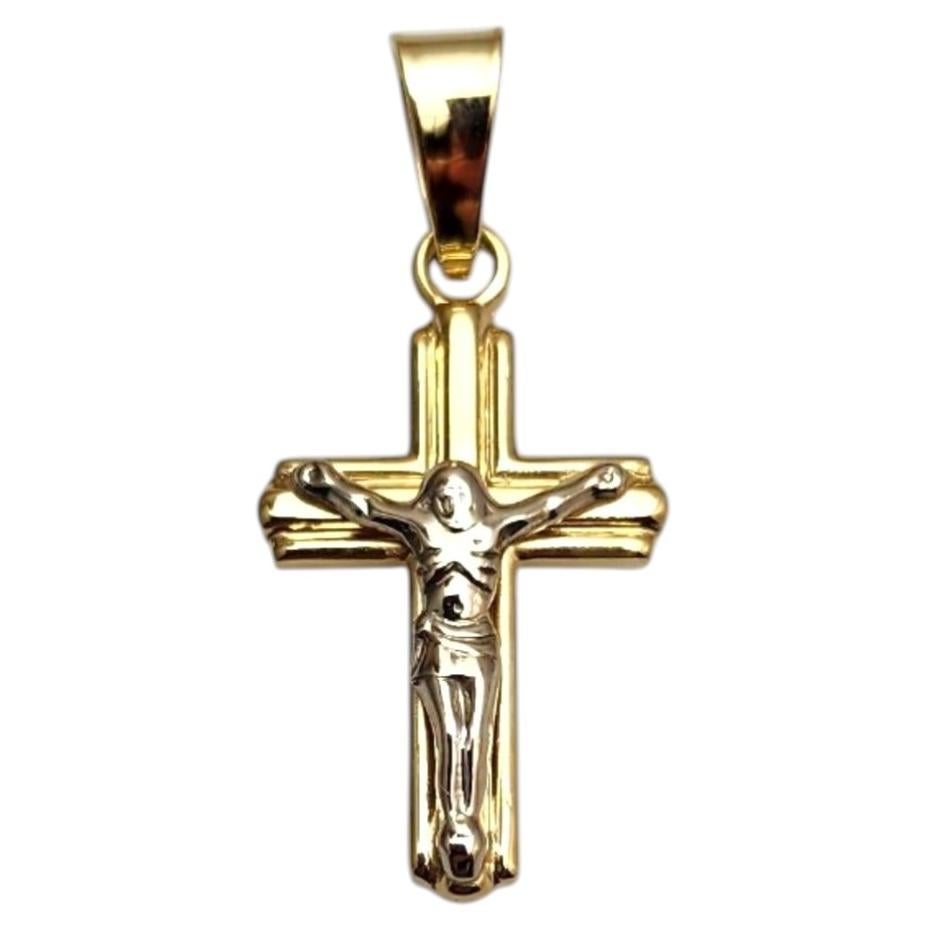 14K Two-Tone Yellow and White Gold Crucifix Pendant #25363