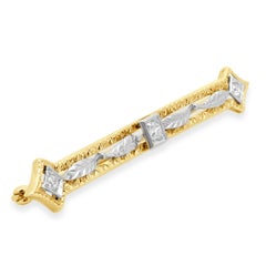 14K Two-Tone Yellow and White Gold Diamond Feather Stick Pin