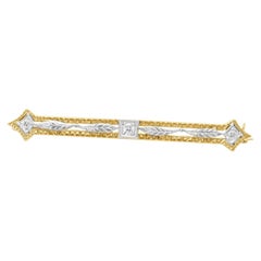 14K Two-Tone Yellow and White Gold Diamond Feather Stick Pin