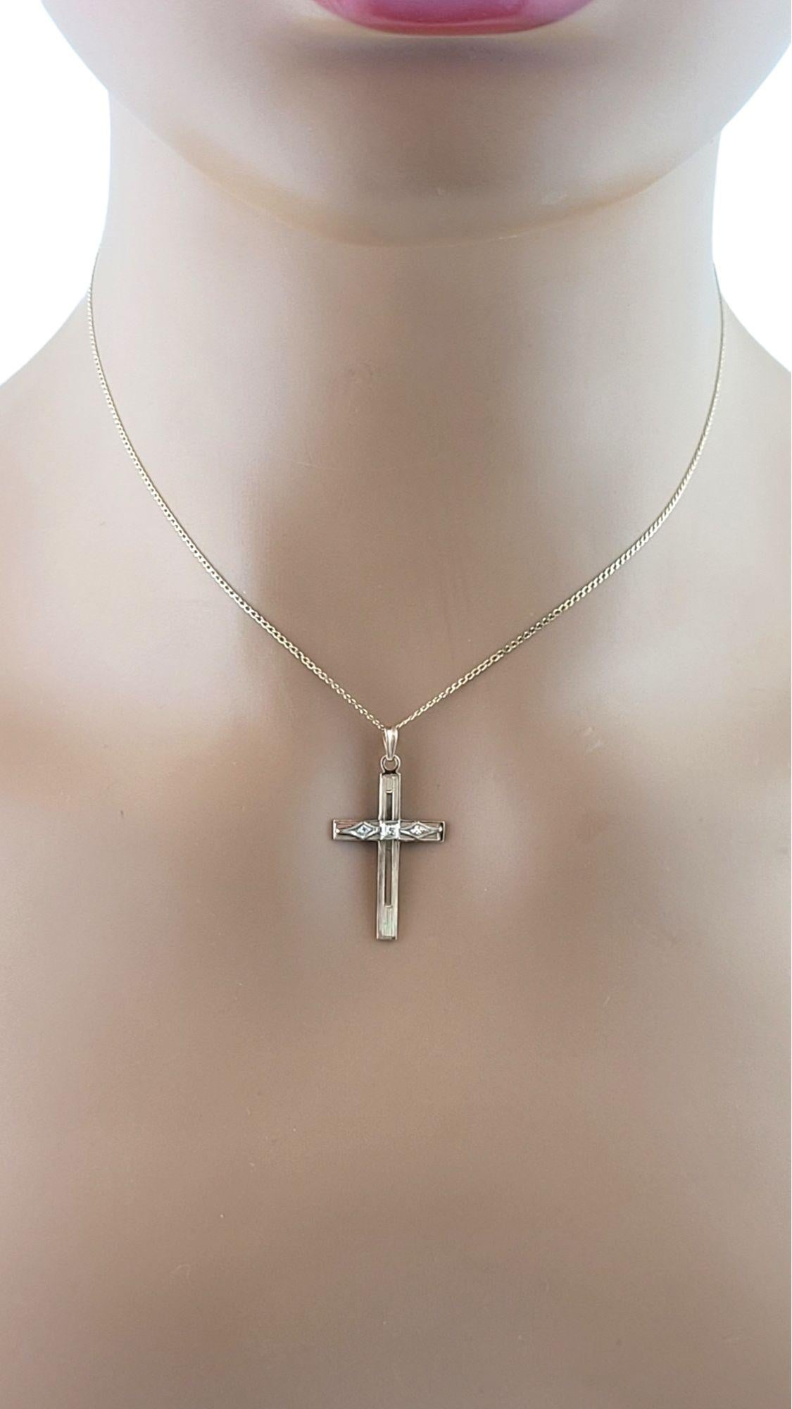 14K Two Tone Yellow and White Gold Diamond Hollow Cross Pendant #14505 For Sale 1