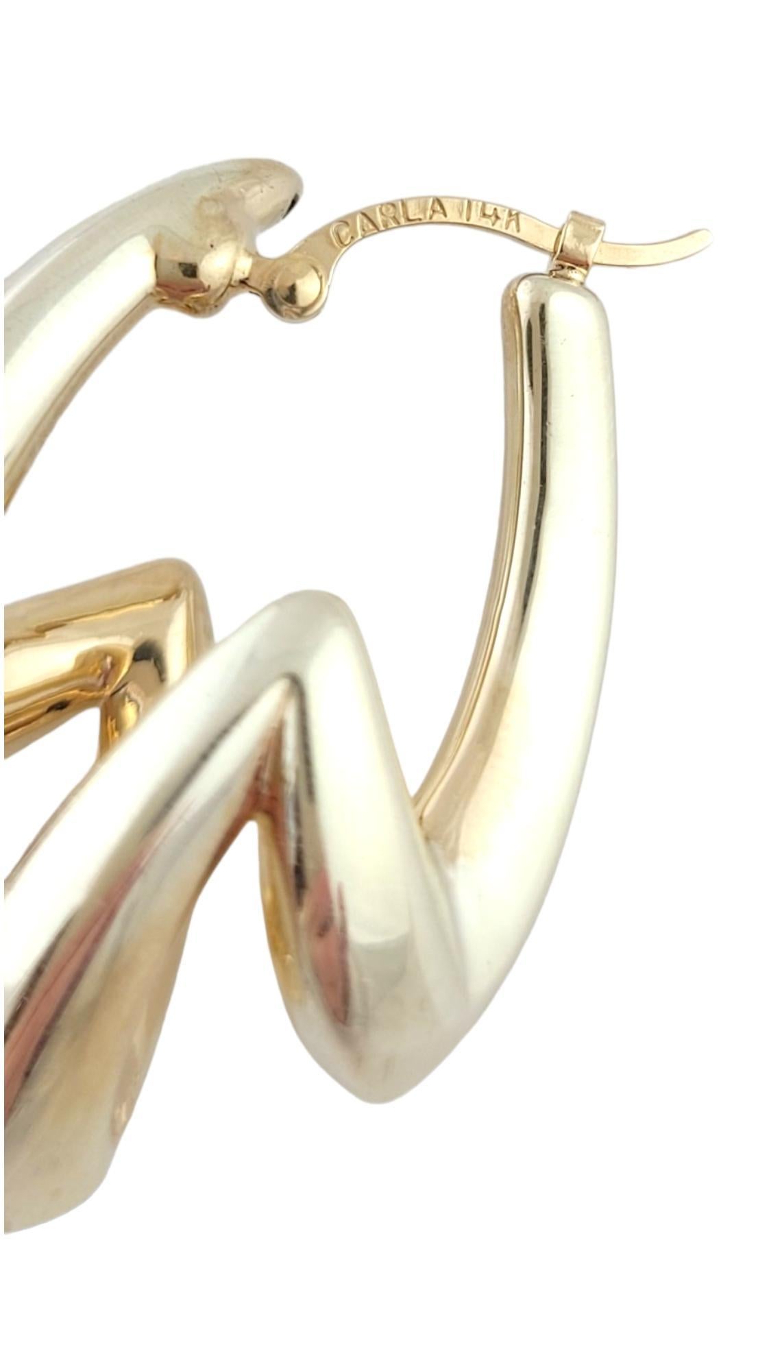 Women's 14K Two-Tone Yellow Gold Geometric Earrings #16059 For Sale