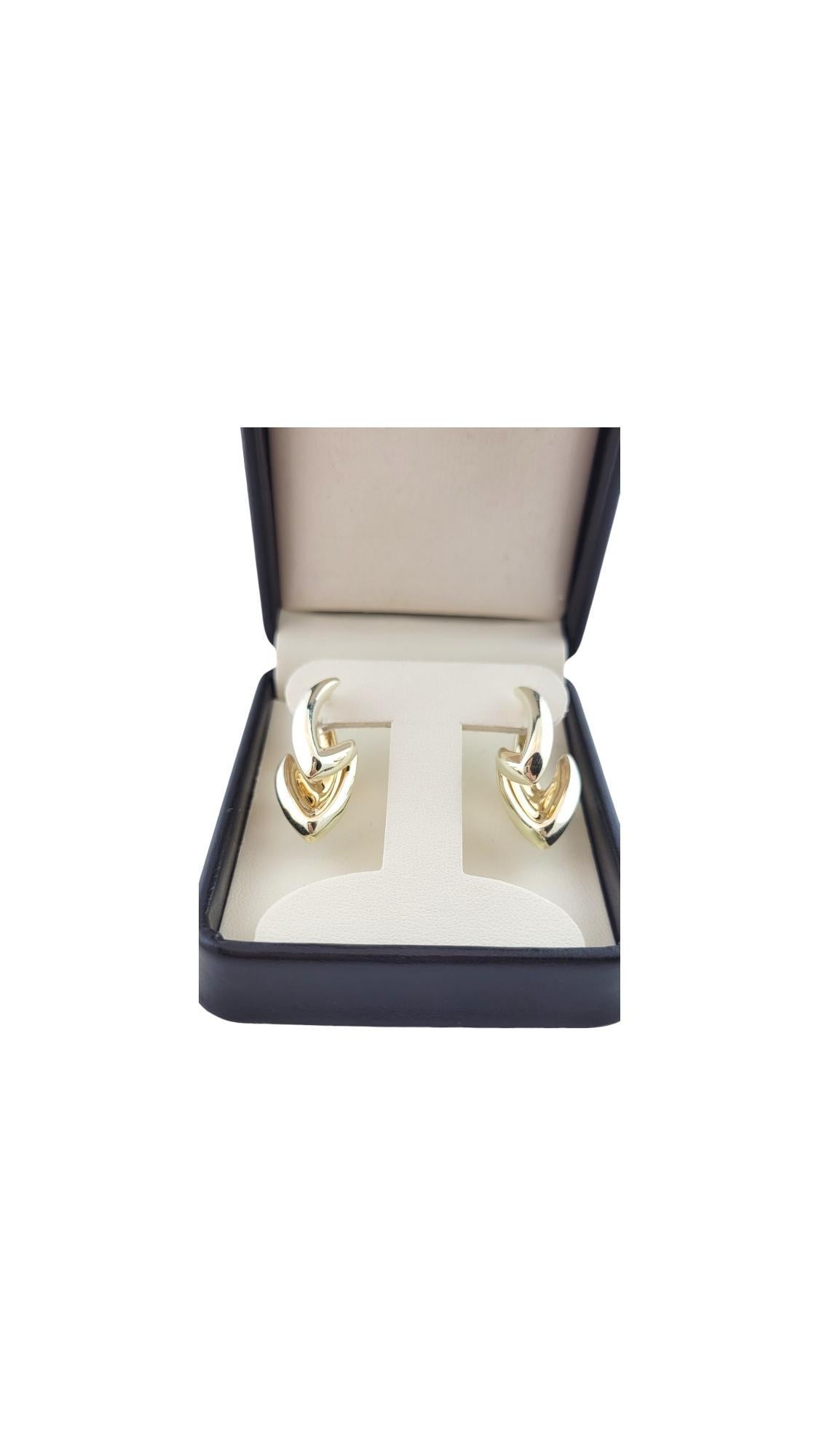 14K Two-Tone Yellow Gold Geometric Earrings #16059 For Sale 1