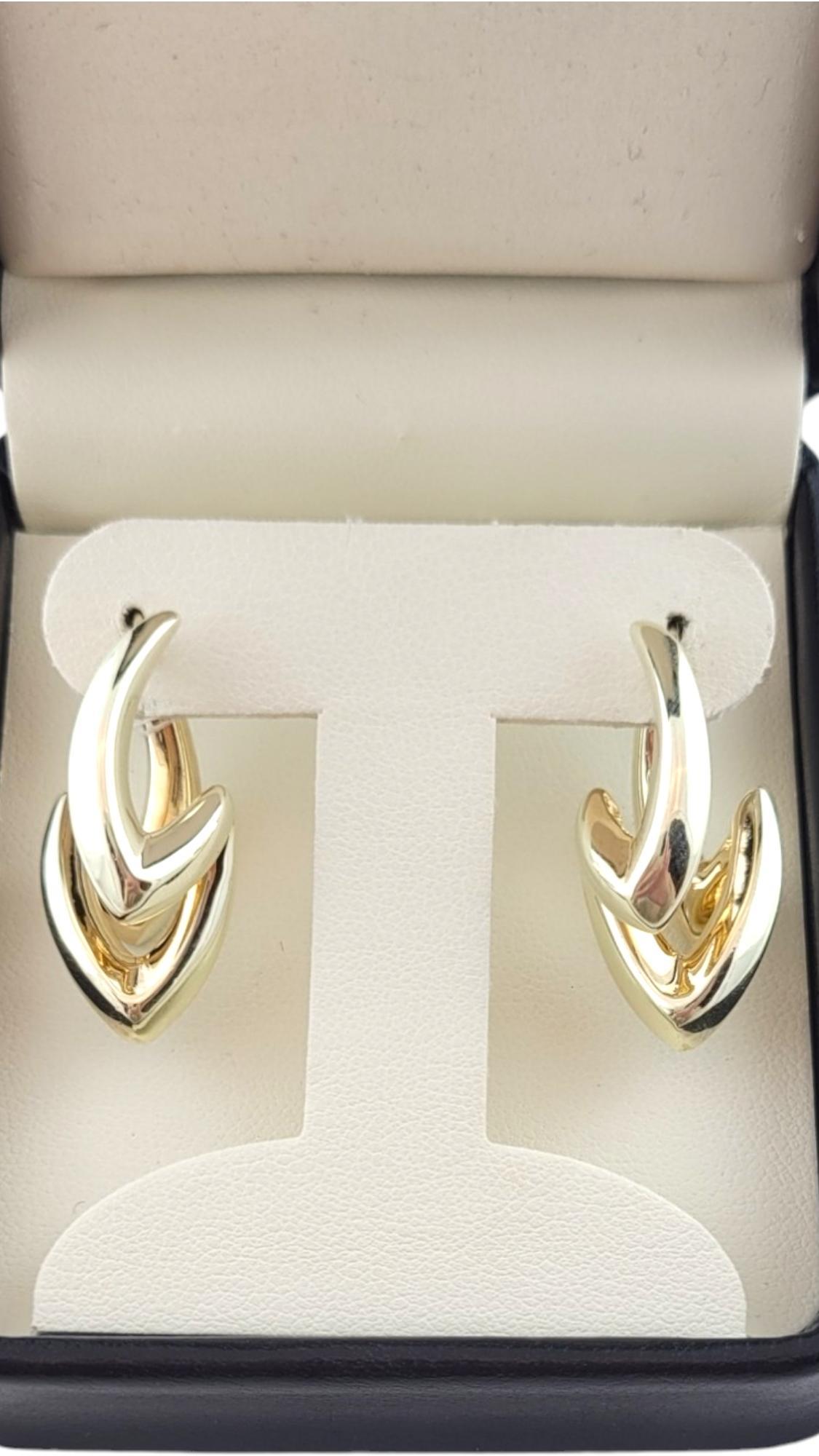 14K Two-Tone Yellow Gold Geometric Earrings #16059 For Sale 3