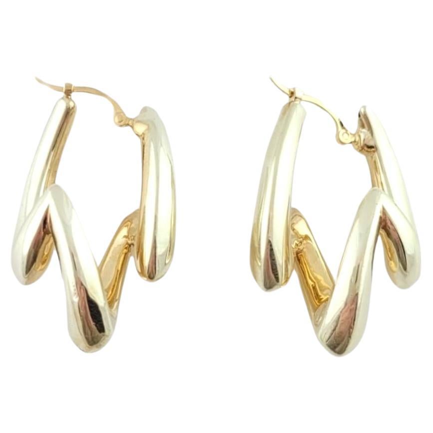 14K Two-Tone Yellow Gold Geometric Earrings #16059 For Sale