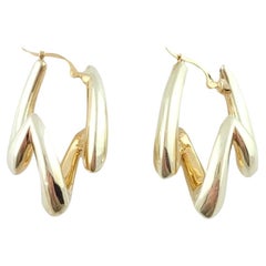 14K Two-Tone Yellow Gold Geometric Earrings #16059