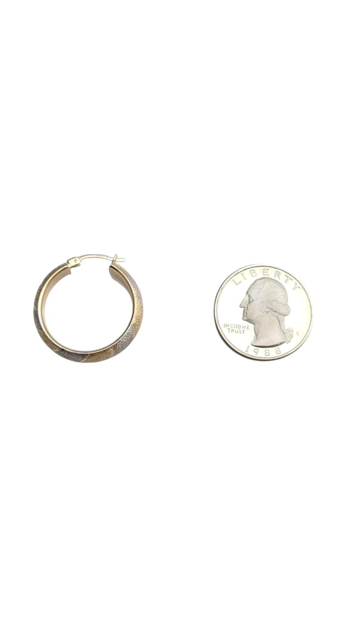 Women's 14K Two-Tone Yellow/White Gold Diamond Cut Hoop Earrings #21088