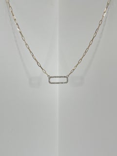 14K zweifarbige, offene, quadratische Halskette mit .21 Karat Diamanten