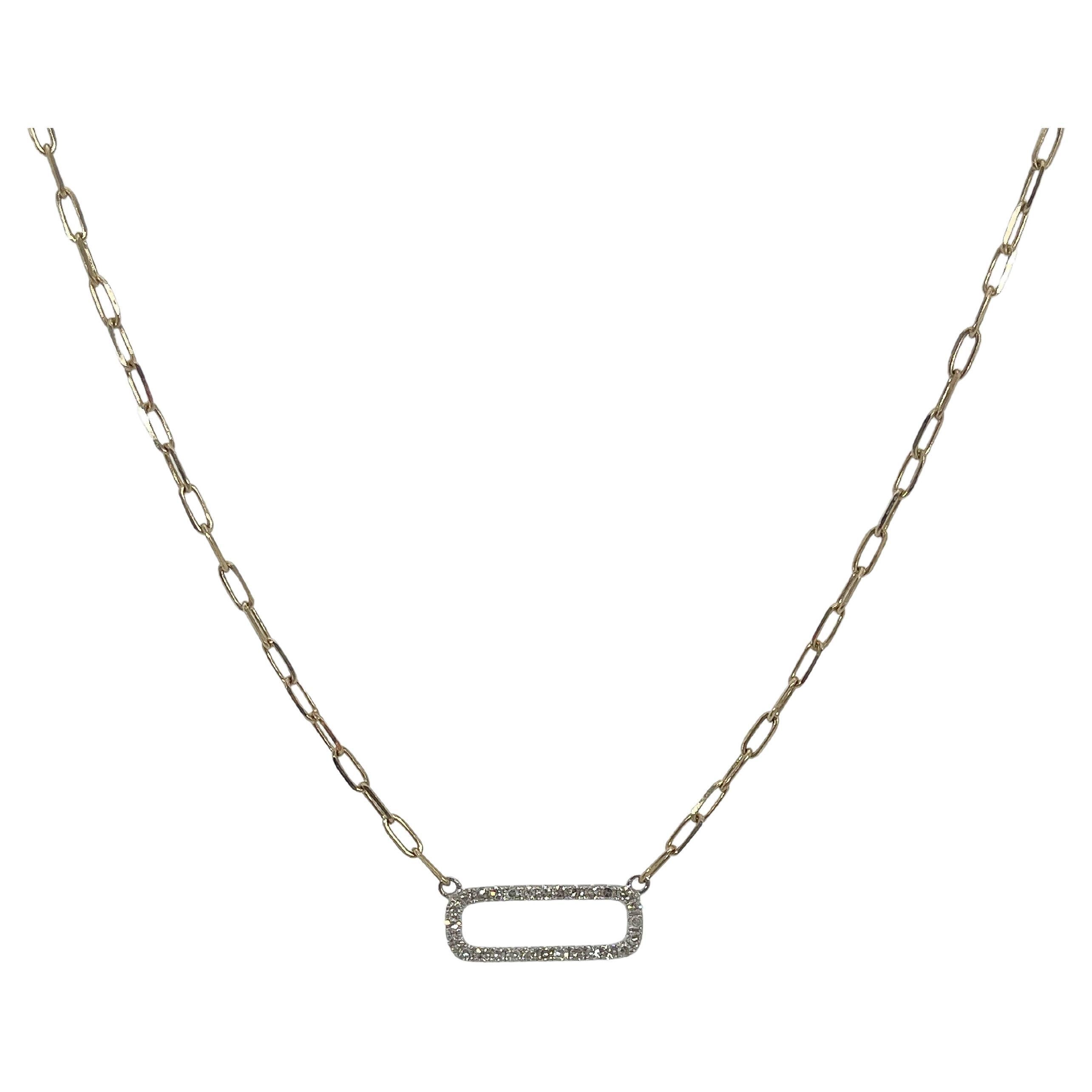 14K Two Toned .21 CTW Diamond Open Square Necklace  For Sale